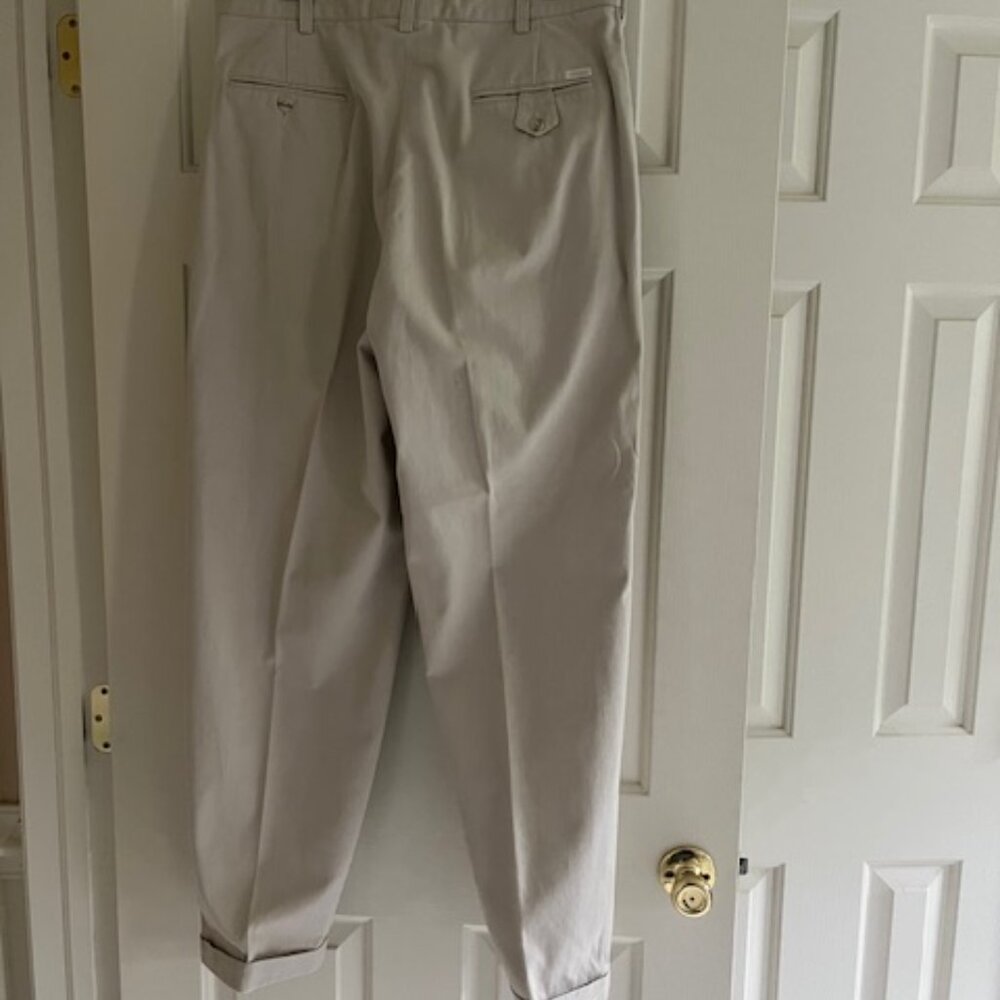 Men's Khaki pleated pants 100% Cotton 34x32 - Picture 2 of 2
